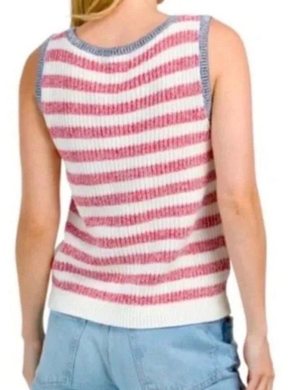 Lucky Brand American Flag Sleeveless Sweater Tank Red White Blue - Picture 2 of 10
